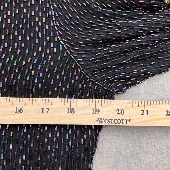 Unbranded Blouse Women Medium Black Gold Multi All Bead Floral Diamond Silk VTG - Picture 6 of 12